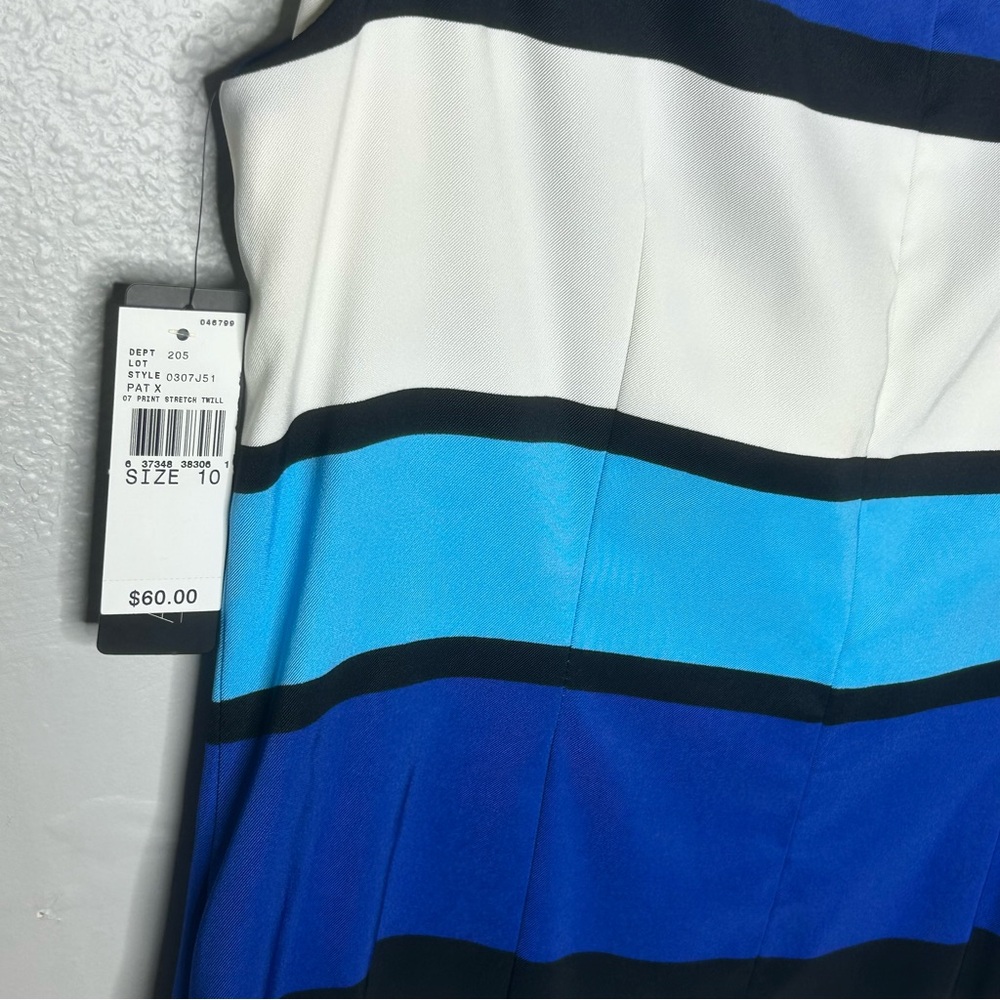 AGB Blue and White Striped Sheath Spring Event Work Business Dress - Picture 4 of 6